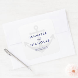 Moderne Nautical Anchor-Hochzeit Quadratischer Aufkleber