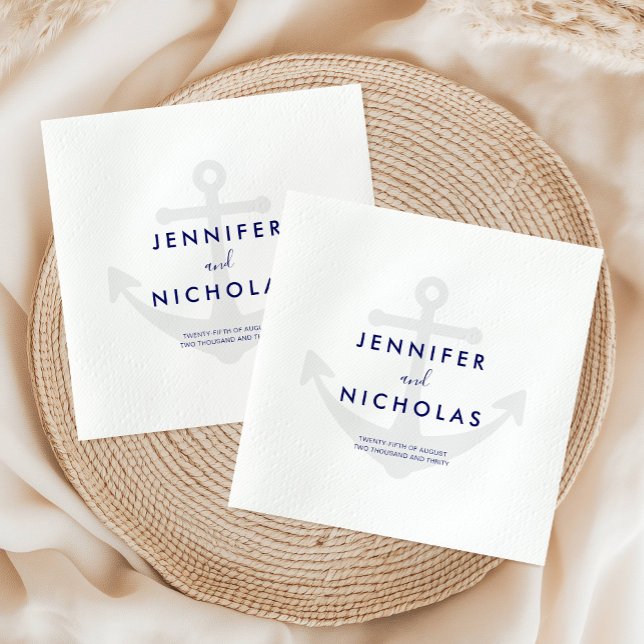 Moderne Nautical Anchor-Hochzeit Serviette (Modern Nautical Anchor Wedding Napkins)