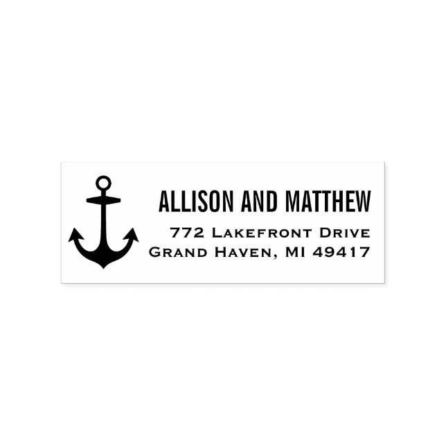 Moderne Nautical Anchor-Rücksendeadresse Gummistempel (Prägung)