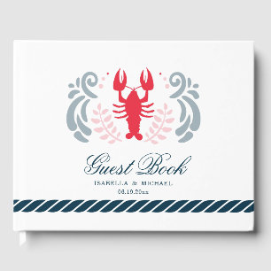 Moderne Nautical Crab Hochzeit Gästebuch