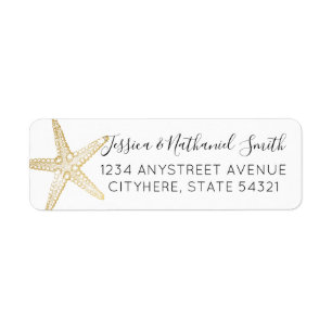 Moderne Nautical Gold Starfish Elegante Adresse