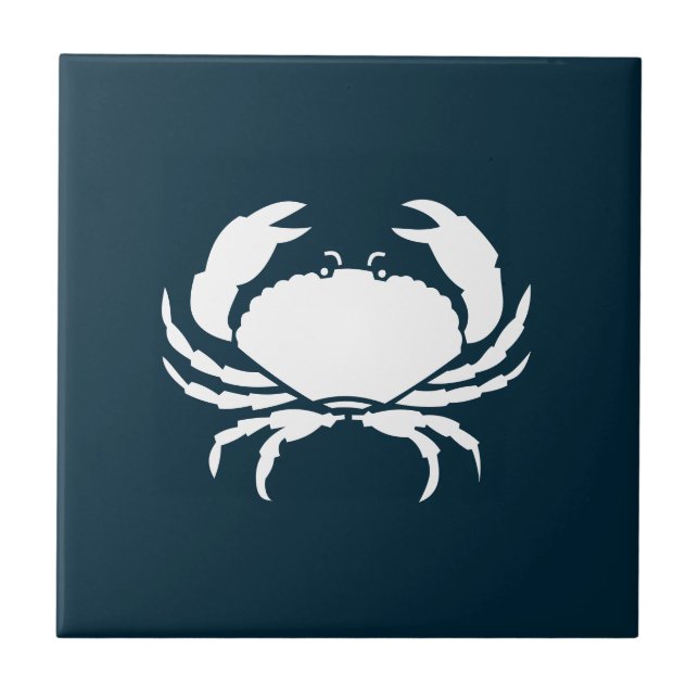 Moderne Nautical Navy Blue Crab Kitchen Backsplash Fliese (Vorderseite)