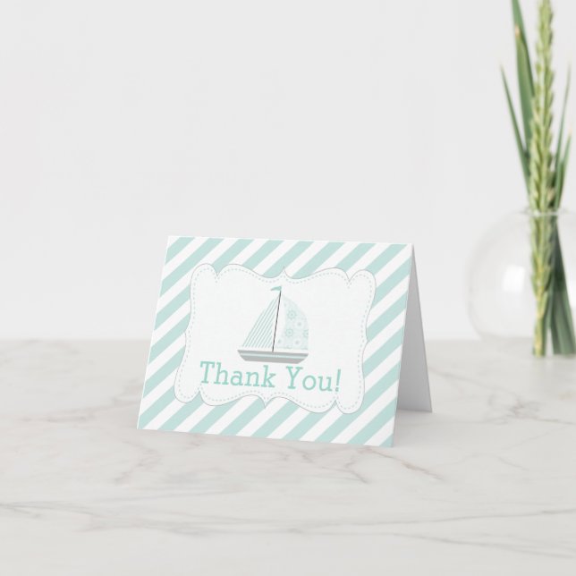 Moderne Nautical Sailboat Babydusche Vielen Dank Dankeskarte (Vorderseite)