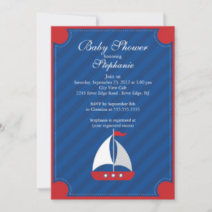Moderne Nautical Sailboat Kinderdusche Einladung