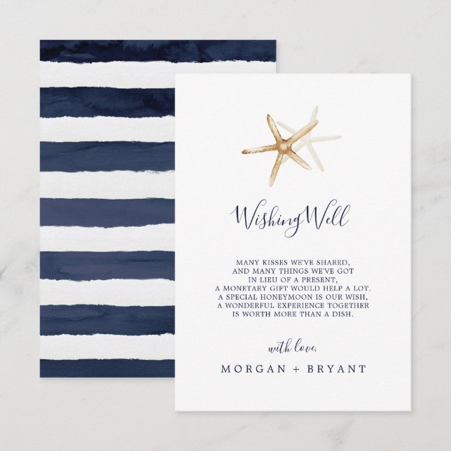 Moderne Nautical Starfish Wedding Wunschwell Card Begleitkarte (Vorne/Hinten)