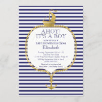 Moderne Nautical Stripe Gold Ankerdusche