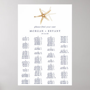 Moderne Nautik Alphabetische Starfish-Sitze Poster