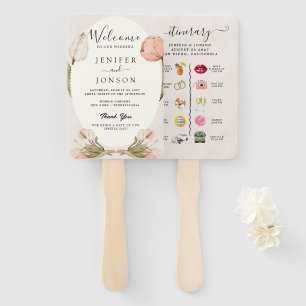 Moderne Nautik Floral Wedding Program Hand Fan Fächer