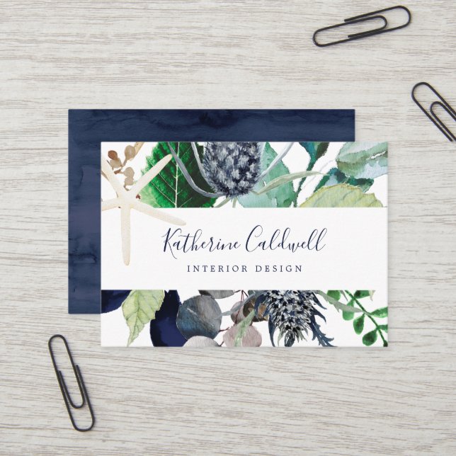 Moderne Nautik | Green Business Card Visitenkarte (Vorderseite/Rückseite Beispiel)