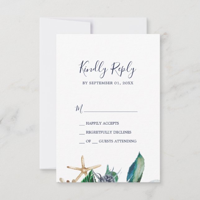 Moderne Nautik | Green Simple RSVP Card Karte (Vorderseite)