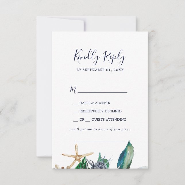 Moderne Nautik | Greenery Song Request RSVP Card Karte (Vorderseite)