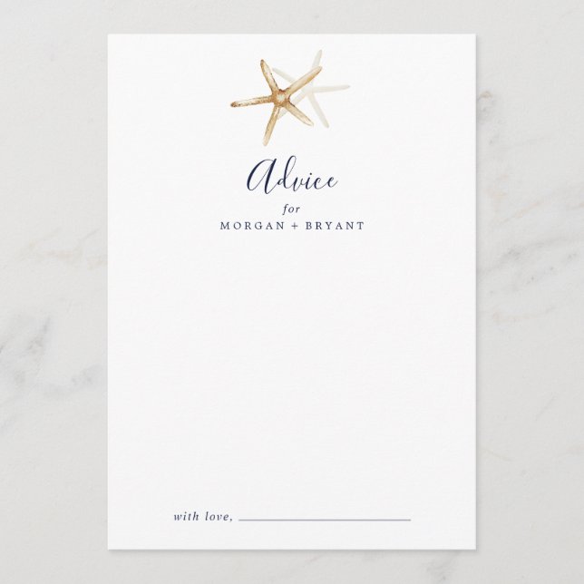 Moderne Nautik | Hochzeit von Starfish Hinweiskarte (Vorderseite)