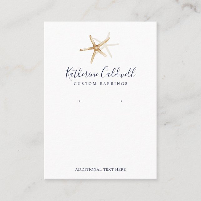 Moderne Nautik | Starfish Earring Display Card Visitenkarte (Vorderseite)