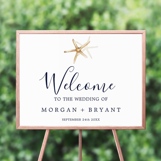 Moderne Nautik | Starfish Wedding Welcome Poster (Von Creator hochgeladen)