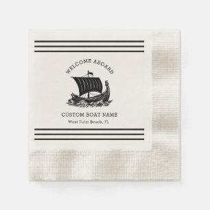 Moderne nautische benutzerdefinierte Bootname und Serviette