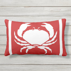 Moderne nautische CRAB weiß rot im Freien Kissen Für Draußen
