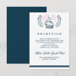 Moderne nautische Hochzeitsempfangskarte Einladung