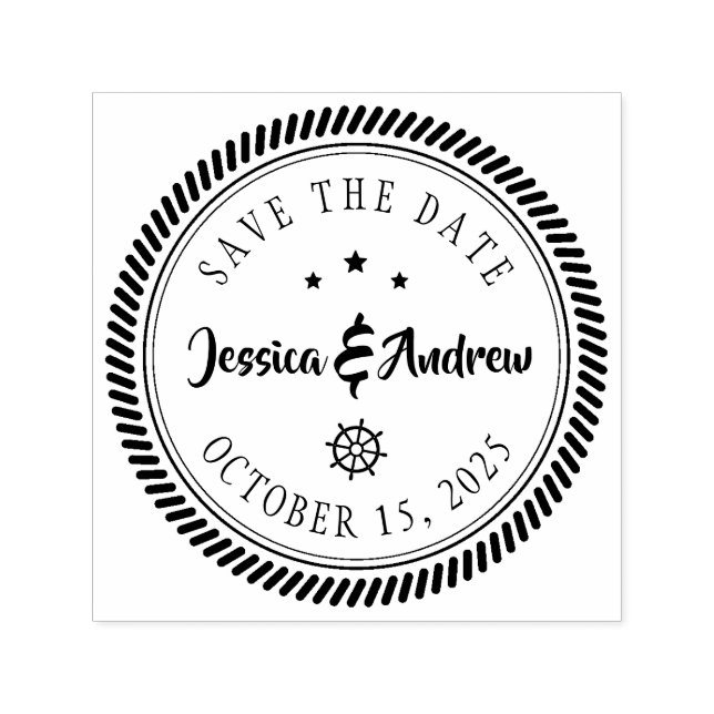 Moderne nautische Save the Date Hochzeit Permastempel (Design)
