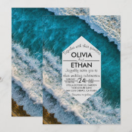 Moderne nautische Wellen Hochzeit Einladung