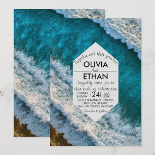 Moderne nautische Wellen Hochzeit Einladung