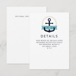 Moderne Navy Anchor Nautical Monogram Wedding Encl Begleitkarte