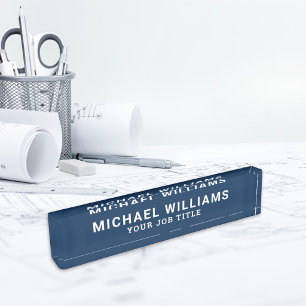 Moderne Navy-Blau-Acryl-Schreibtischtafel für Büro Namensplakette
