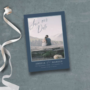 Moderne Navy-Blau-Foto-Speichern-Sie-unser-Datum Save The Date