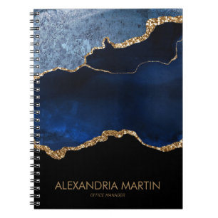 Moderne Navy Blau Gold Marmor Glitter Büro  Notizblock