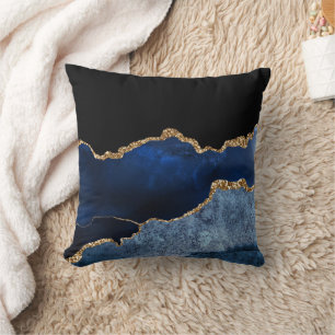 Moderne Navy Blau Gold Marmor Glitter  Kissen