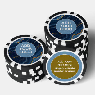 Moderne Navy Blau Gold Marmor Kollektion Pokerchips
