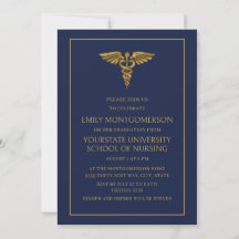 Moderne Navy-Blau-Gold-Schwesternschule Absolventi