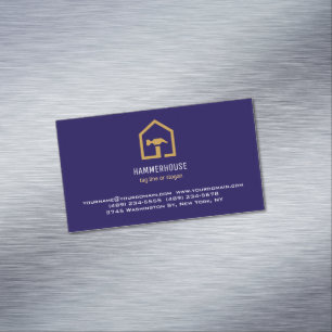 Moderne Navy Blau & Goldene Baukonstruktion Magnetische Visitenkarte