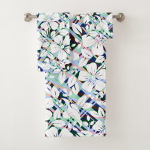 Moderne Navy Blau Mintgrün Blumenprint