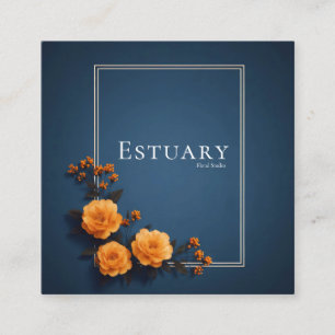 Moderne Navy Blau Orange Rose Weiße Rahmung Elegan Quadratische Visitenkarte