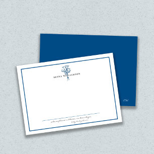 Moderne Navy-Blau-Rahmen-Blumen & Hoffnung Persona Mitteilungskarte