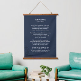 Moderne Navy-Blau-Schreibmaschine Individuelles Ge Wandteppich Mit Holzrahmen