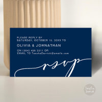 Moderne Navy-Blau Schrift Digitale RSVP Hochzeit