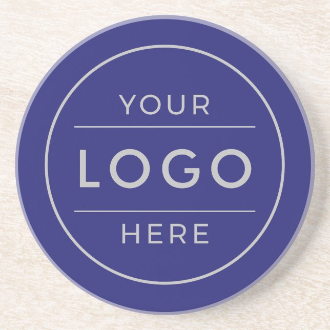 Moderne Navy Blau Silber Custom Geschäftslogo Getränkeuntersetzer (Vorne)