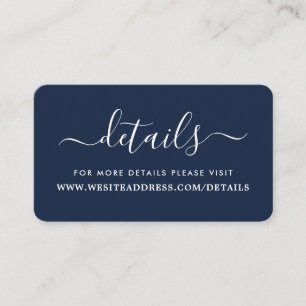 Moderne Navy Blau & Weiße einfache Schrift Details Begleitkarte