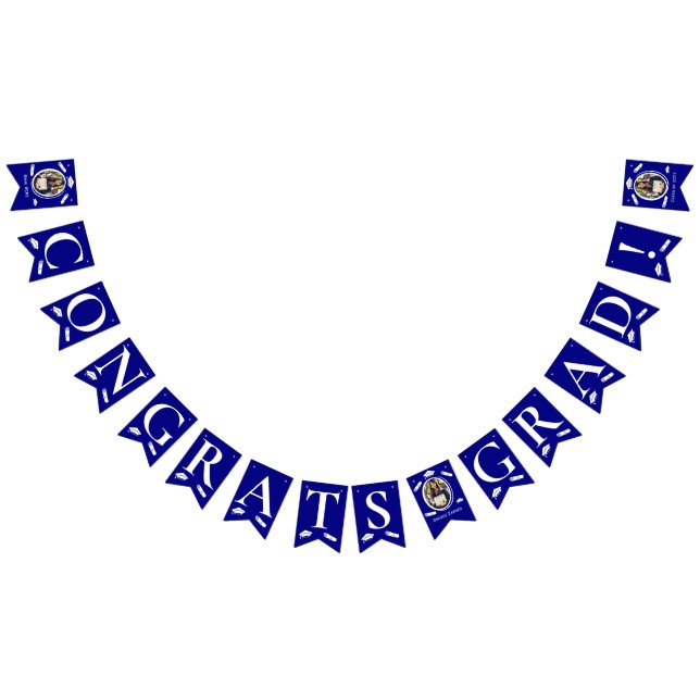 Moderne Navy Blue 3 Fotos, Graduiertenkap, Diploma Wimpelkette (Alle)
