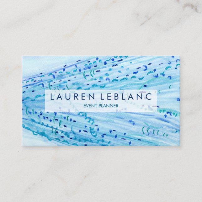 Moderne Navy Blue Aquamarin Abstrakt Visitenkarte (Vorderseite)