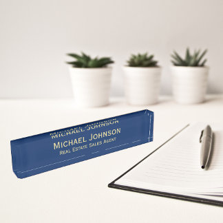 Moderne Navy Blue Beruflich Business Führungskraft Namensplakette