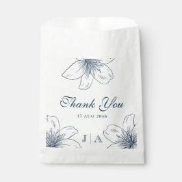 Moderne Navy Blue Blume Chic Gastgeschenk Hochzeit Geschenktütchen