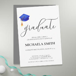 Moderne Navy Blue Cap High School Graduation Party Einladung