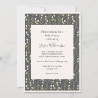 Moderne Navy Blue Floral Boho Chic Baby Dusche