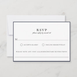 Moderne Navy Blue Food Allergie RSVP Card Karte