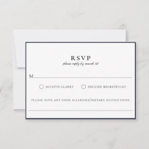 Moderne Navy Blue Food Allergie RSVP Card Karte