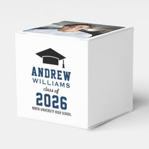 Moderne Navy Blue Foto Graduation Party Geschenkschachtel