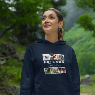 Moderne Navy Blue Friends Forever Foto Collage Hoodie