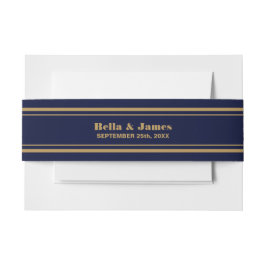 Moderne Navy Blue Gold Hochzeit Einladung Einladungsbanderole